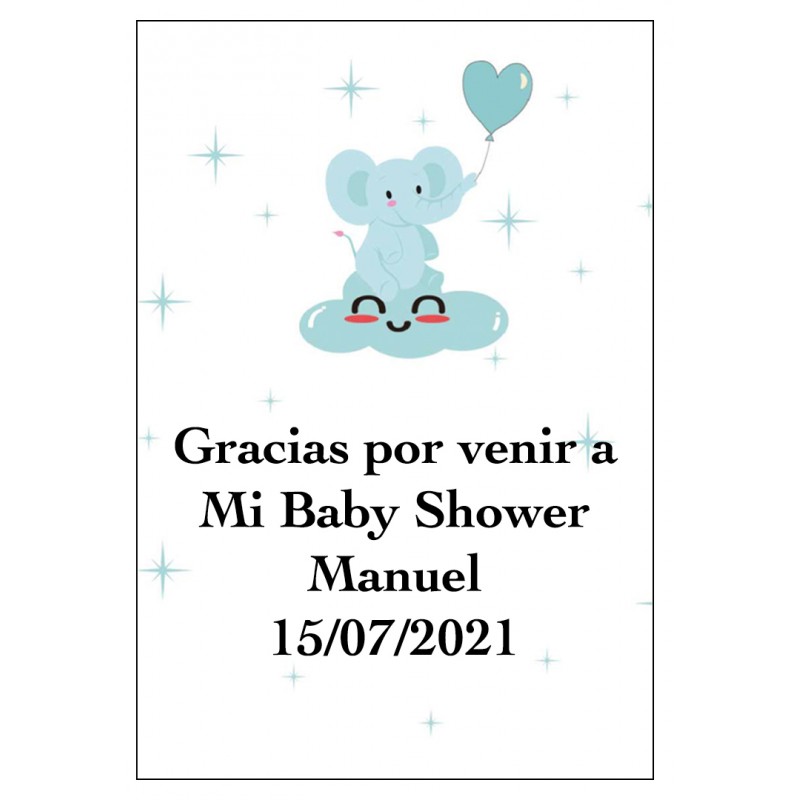 Adesivos personalizados com nome e desenho de elefante azul