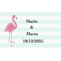 Adesivo de casamento personalizado de flamingo