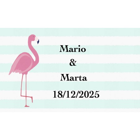 Adesivo de casamento personalizado de flamingo