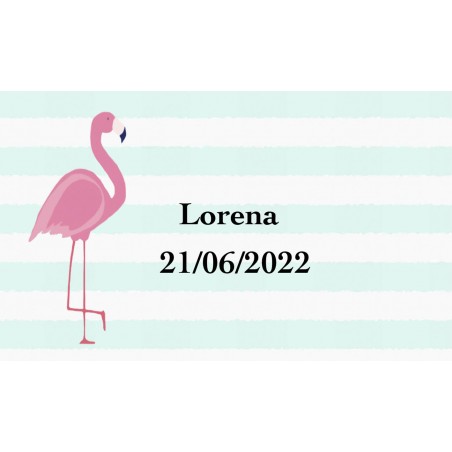 Adesivo de flamenco personalizado com nome e data