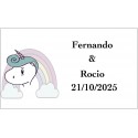 Adesivo de unicórnio arco-íris personalizado com texto