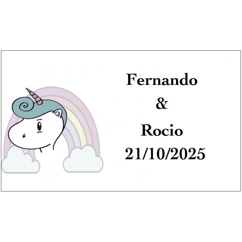 Adesivo de unicórnio arco-íris personalizado com texto