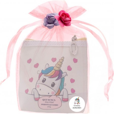 Carteira de Unicórnio personalizada com Bolsa de Organza Detalhe Original para Eventos