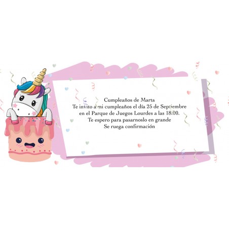 Convite personalizado de aniversário de unicórnio
