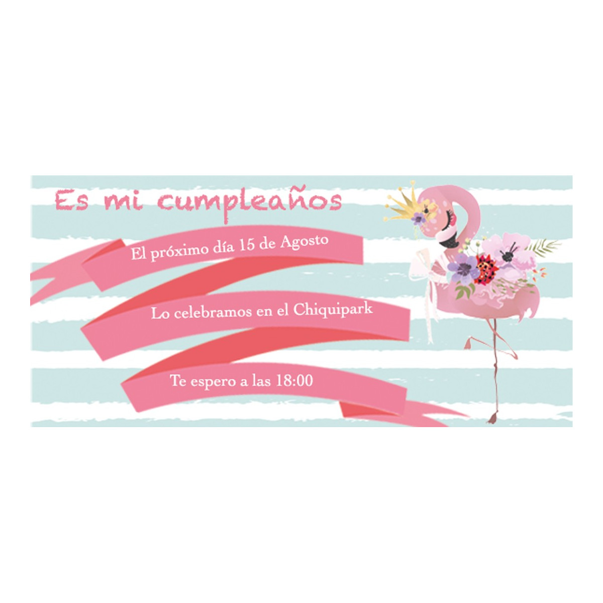 Convite de flamingo personalizado para aniversário