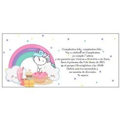 Convite De Aniversário Personalizado Unicórnio Arco-Íris