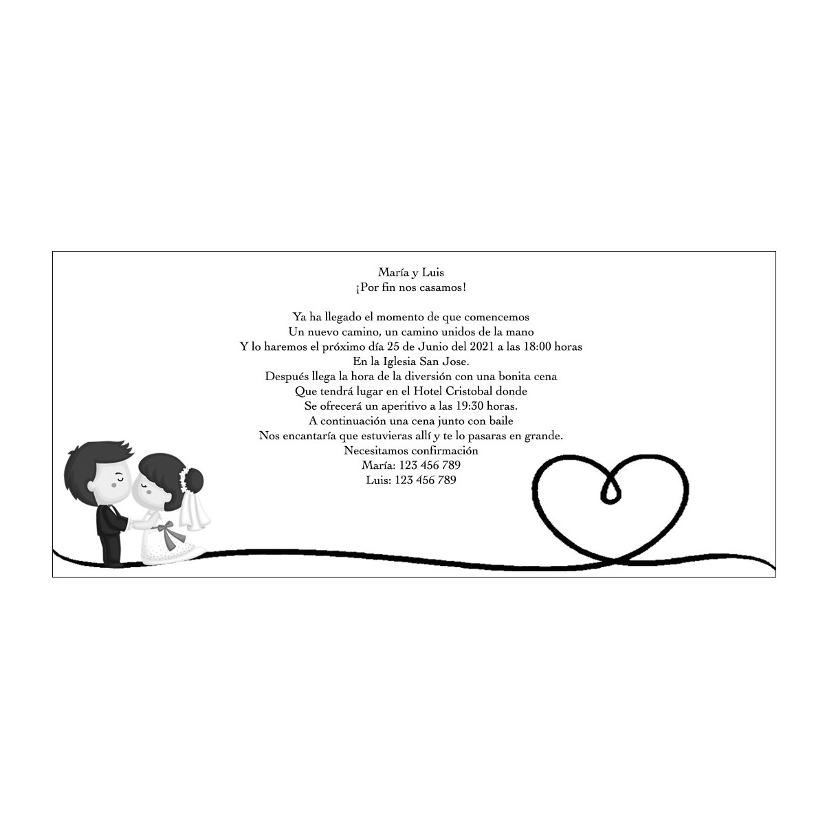 Convites de casamento personalizados em preto e branco