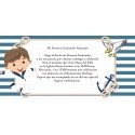 Convite personalizado para comunhão de menino marinheiro