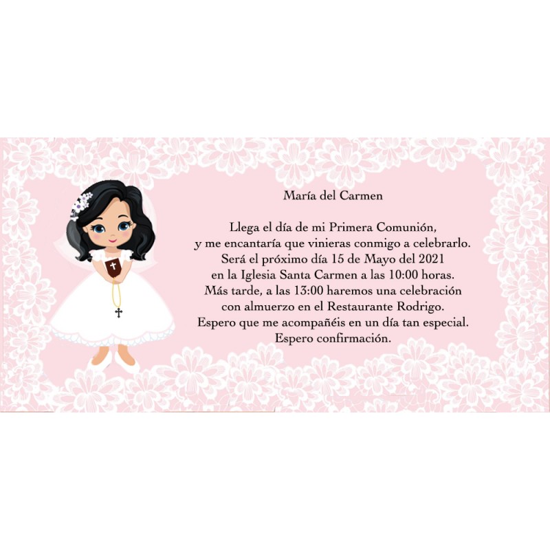 Convite para primeira comunhão menina