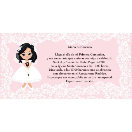 Convite para primeira comunhão menina