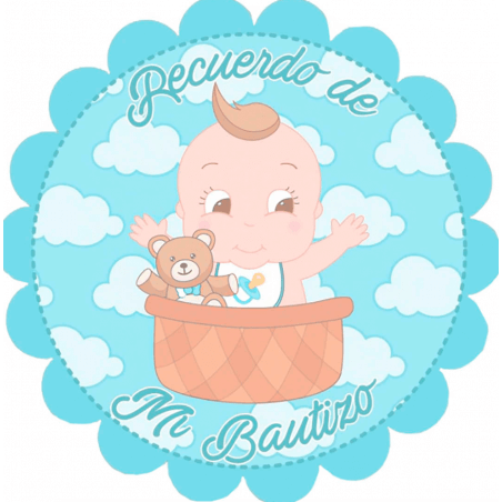 Adesivo de batizado de bebê menino