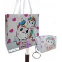 Porta-moedas chaveiro com caneta e bolsa personalizada de unicórnio