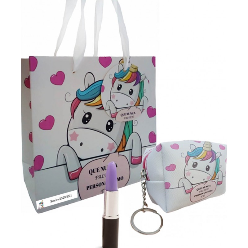 Porta-moedas chaveiro com caneta e bolsa personalizada de unicórnio