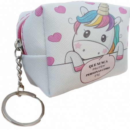 Porta-moedas chaveiro com caneta e bolsa personalizada de unicórnio
