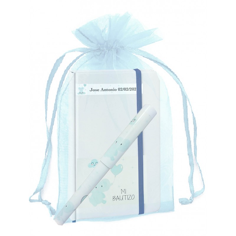 Caderno de batizado personalizado com caneta a condizer