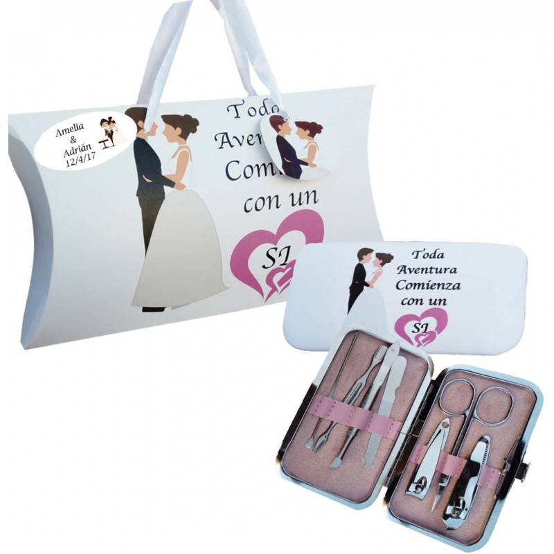 Conjunto de manicure casamento personalizado com caixa e frase
