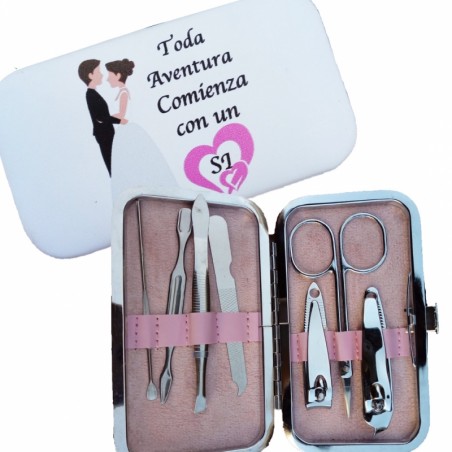 Conjunto de manicure casamento personalizado com caixa e frase