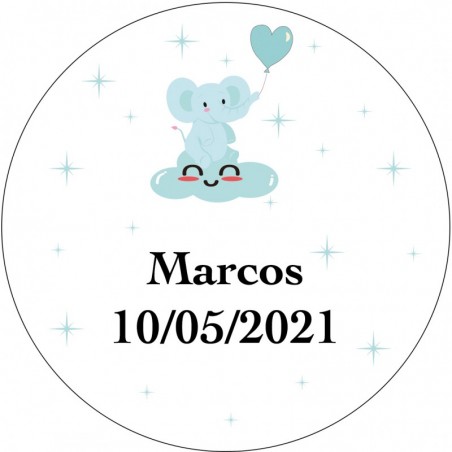 Jarra de batizado personalizada em PVC transparente com nuvens doces