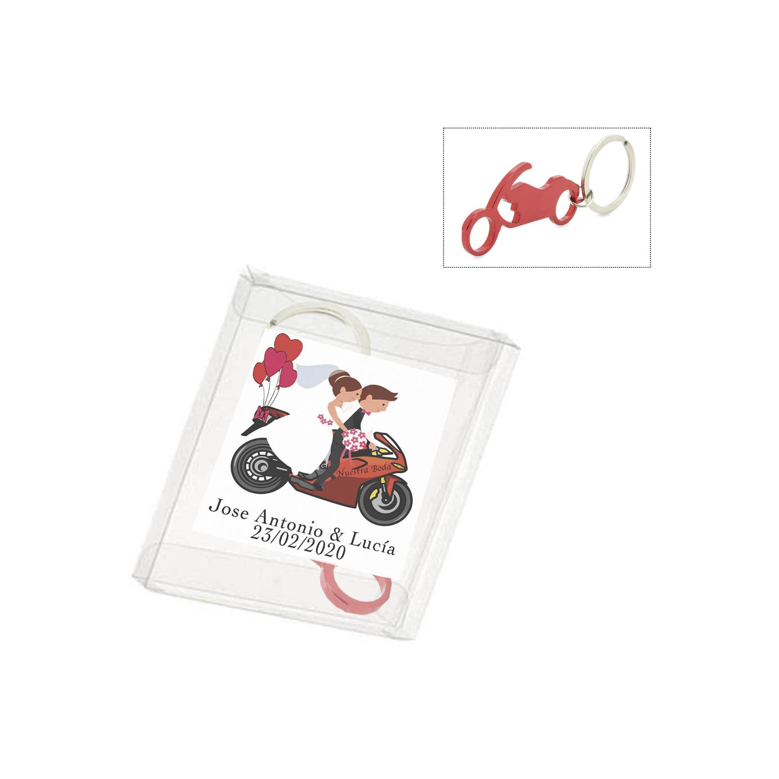Porta chaves para motocicleta em caixa de acetato com adesivo personalizado