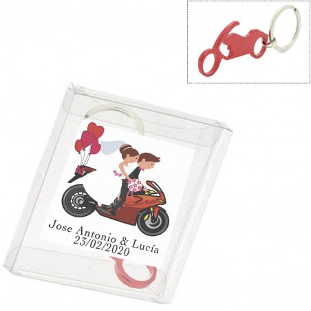 Porta chaves para motocicleta em caixa de acetato com adesivo personalizado