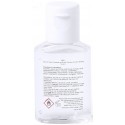 Gel hidroalcoólico com adesivo personalizado, apresentado em saquinho de organza