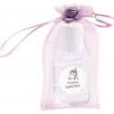 Gel hidroalcoólico em bolsa com flor e adesivo personalizado com nome e data