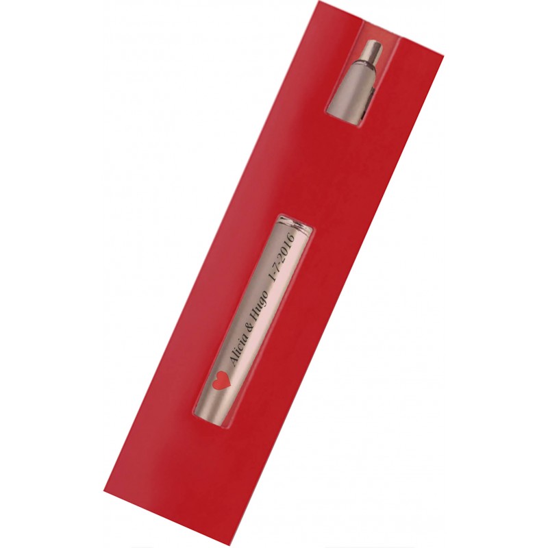 Caneta esferográfica prateada com manga e adesivo para casamentos Caneta esferográfica prateada com manga e adesivo para casamentos