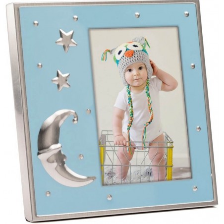 Porta fotografias azul com saco
