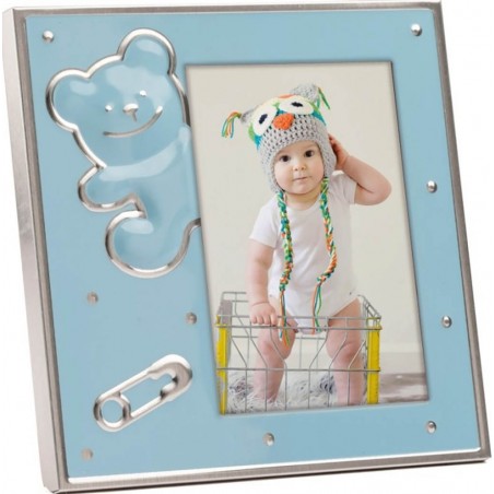 Porta fotografias azul com saco