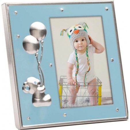 Porta fotografias azul com saco