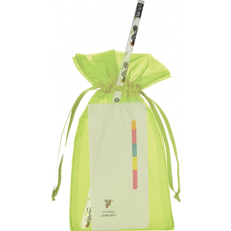 Bloco de notas post it e lápis coala personalizado com bolsa