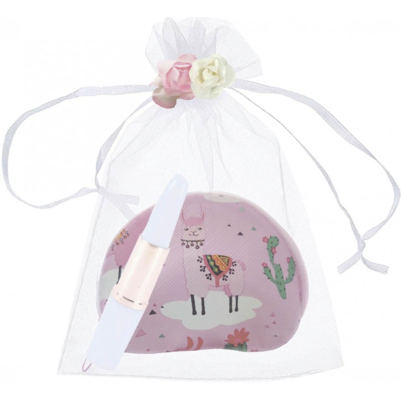Porta-moeda de lhama e caneta com bolsa de organza