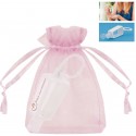 Frasco de gel hidroalcoólico recarregável com bolsa de organza para comunhão de menina personalizada