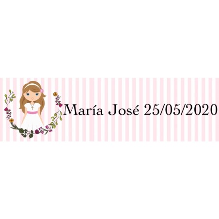 Frasco de gel hidroalcoólico recarregável com bolsa de organza para comunhão de menina personalizada