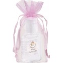 Gel hidroalcoólico personalizado com adesivo de comunhão em saquinho de organza