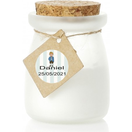 Vela de cristal personalizada para comunhão menino