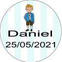 Vela de cristal personalizada para comunhão menino