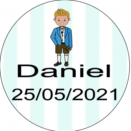 Vela de cristal personalizada para comunhão menino