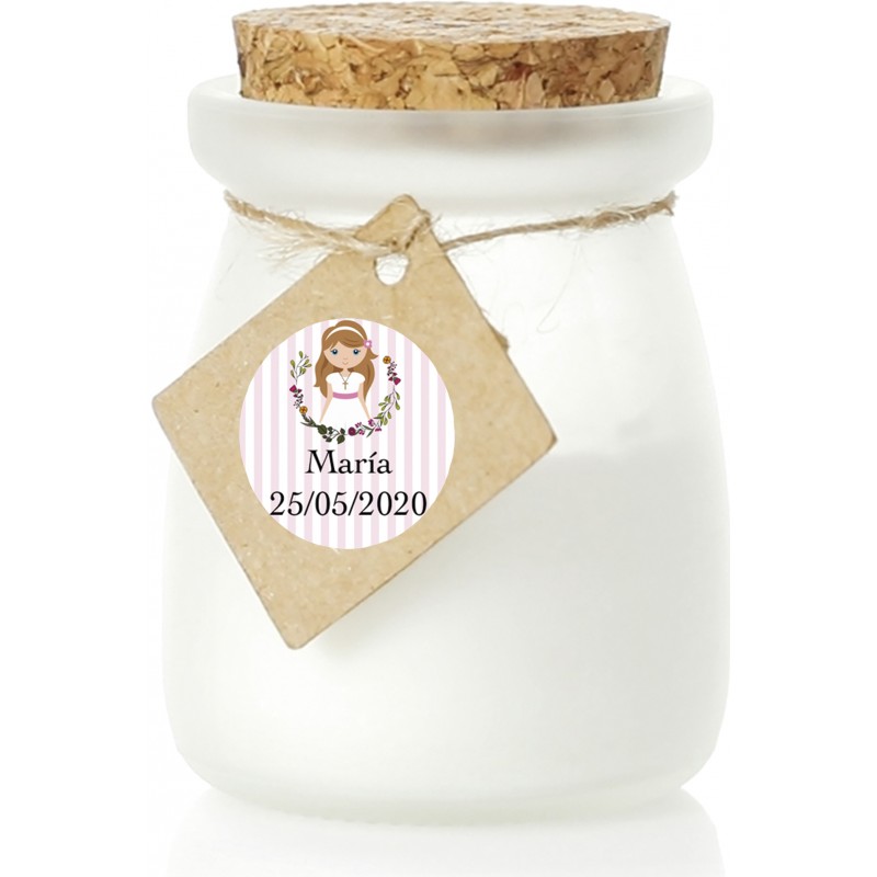 Vela personalizada para detalhes de comunhão menina