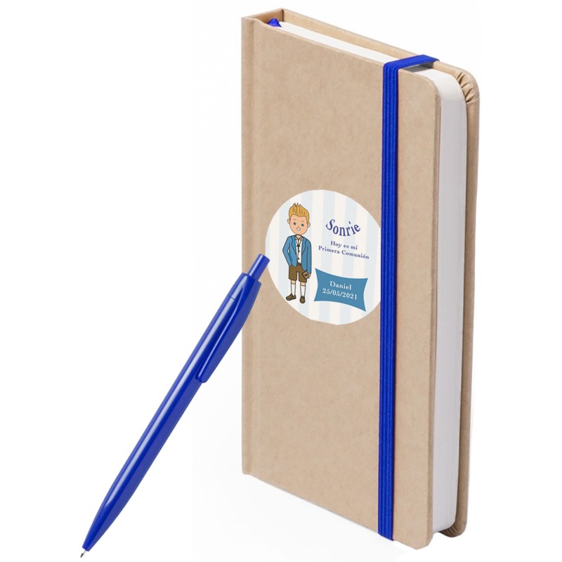 Caderno e caneta personalizados para comunhão de meninos Caderno e caneta personalizados para comunhão de meninos