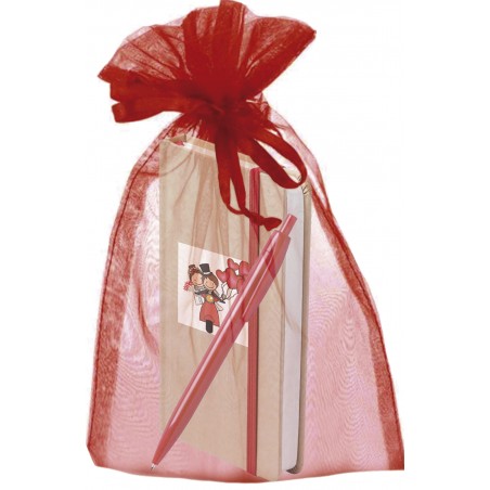 Caderno e Caneta para Casamento apresentado em Bolsa Uma Lembrança Prática e Elegante