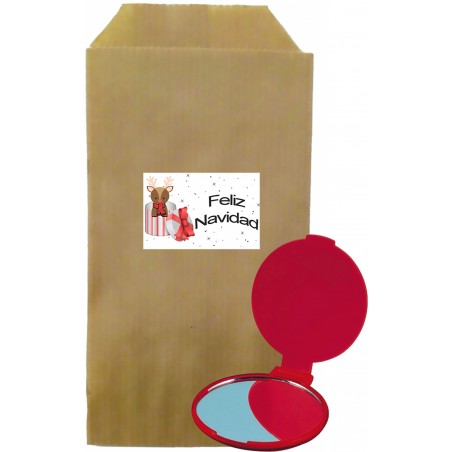 Pacote espelho vermelho com envelope kraft marrom natalino