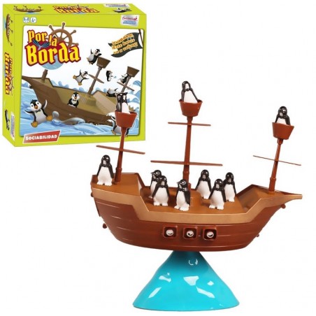 Jogo de tabuleiro do navio pirata pingüins ao mar
