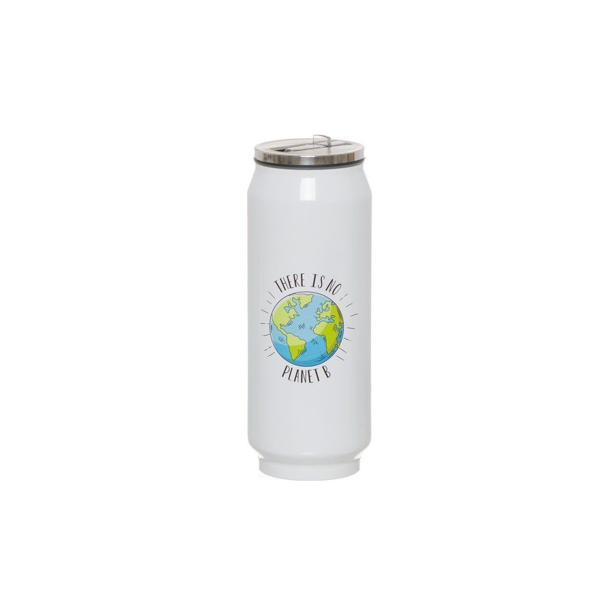 Termo em forma de lata color branco 390 ml