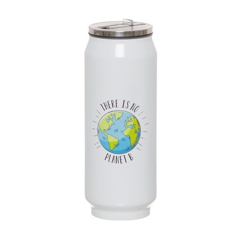 Termo em forma de lata color branco 390 ml