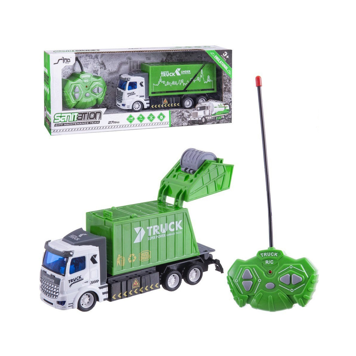 Brinquedo de controle remoto de caminhão de reciclagem