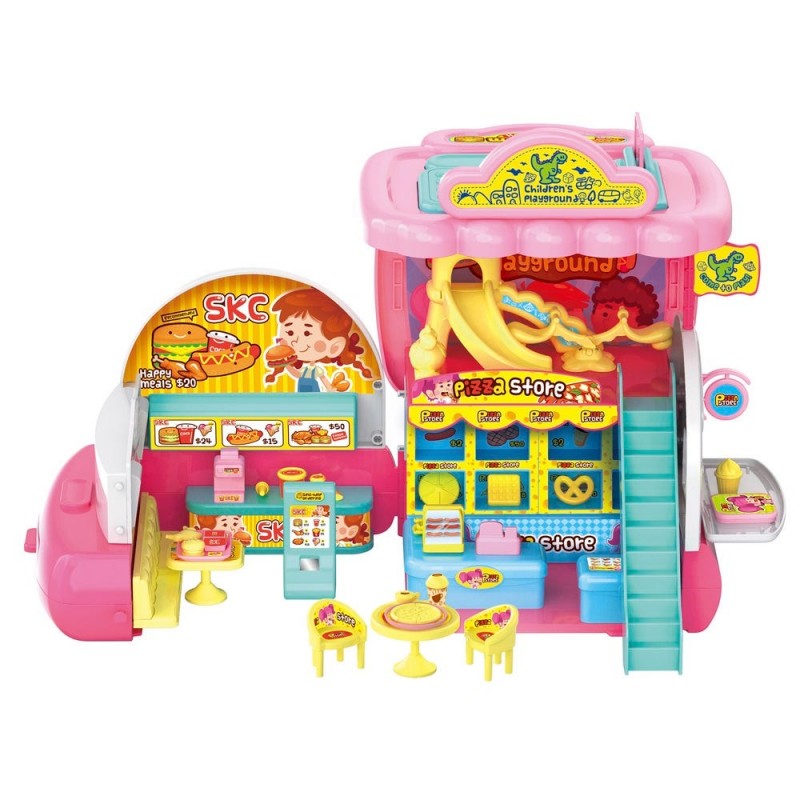 Máquina registradora de brinquedo conversível em restaurante