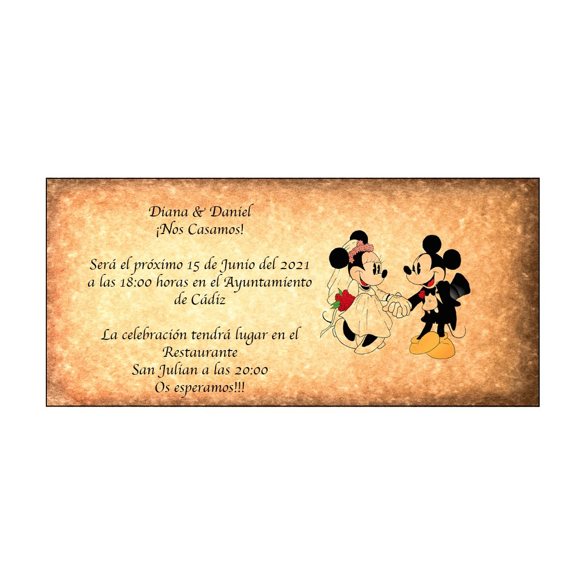 Convites de casamento retrô da Disney