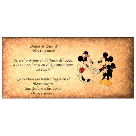 Convites de casamento retrô da Disney