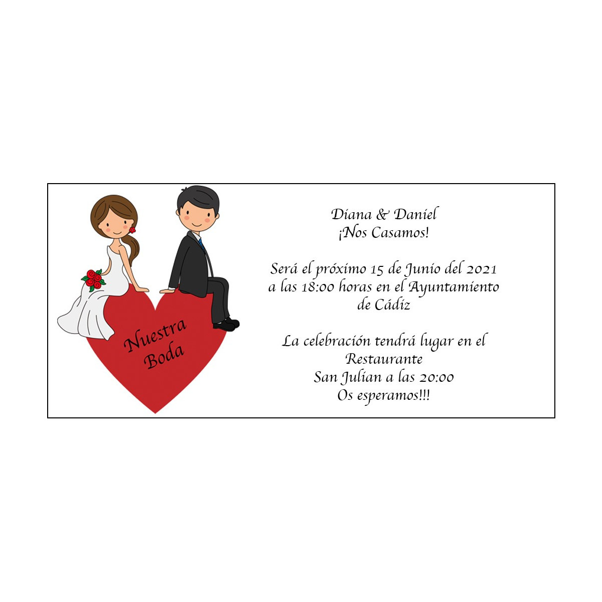 Convites de casamento noivos coração